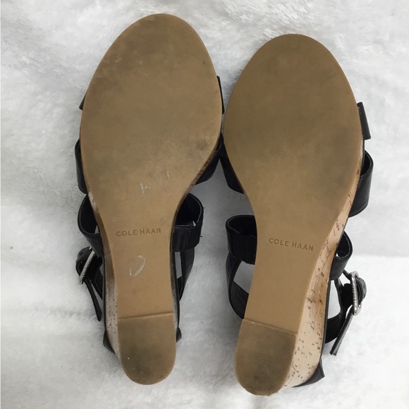 Cole Haan Women’s Jillian Wedge Black Platform Leather Sandals Size 7B - Picture 5 of 6